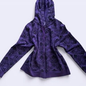 Purple and black floral zip-up hoodie #gothfashion